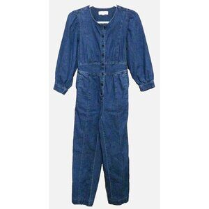 MADEWELL J CREW blue denim jump suit 3/4 sleeves, 26" inseam women's size P0